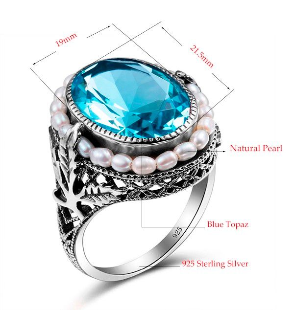 Moda Perla Vera Argento Femmes Topazio Blu Acquamarina Grande Pietra Preziosa Donna Anelli Matrimonio Gioielleria Pregiata_voghion.com