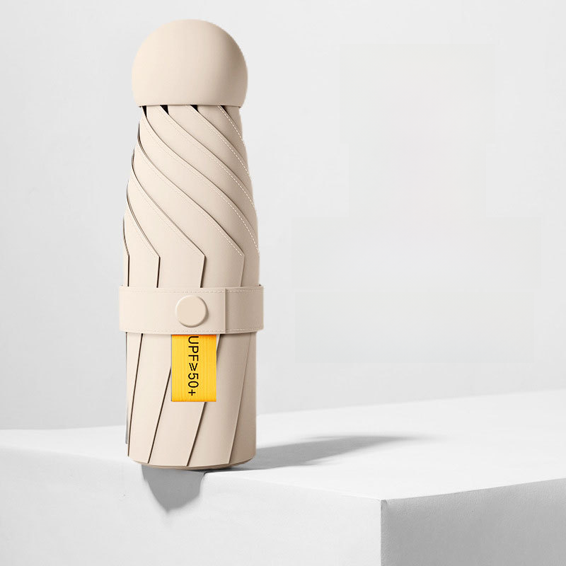 Piccolo ombrellone portatile per studentesse Ombrello femminile con protezione UV Ombrello pieghevole in plastica nera con protezione solare in stock_voghion.com