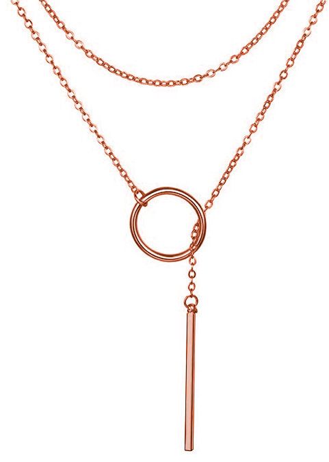 Fashion New Personalized Simple Circle Stick Necklace Cold Wind Long Fringed Collarbone Chain_voghion.com