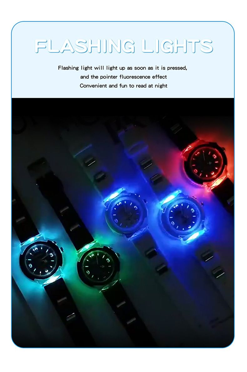 Orologio LED luminoso per bambini - Impermeabile 50 m, cinturino in morbido TPU, colori divertenti per ragazzi e ragazze Orologio al quarzo per studenti Orologio LED per bambini_voghion.com