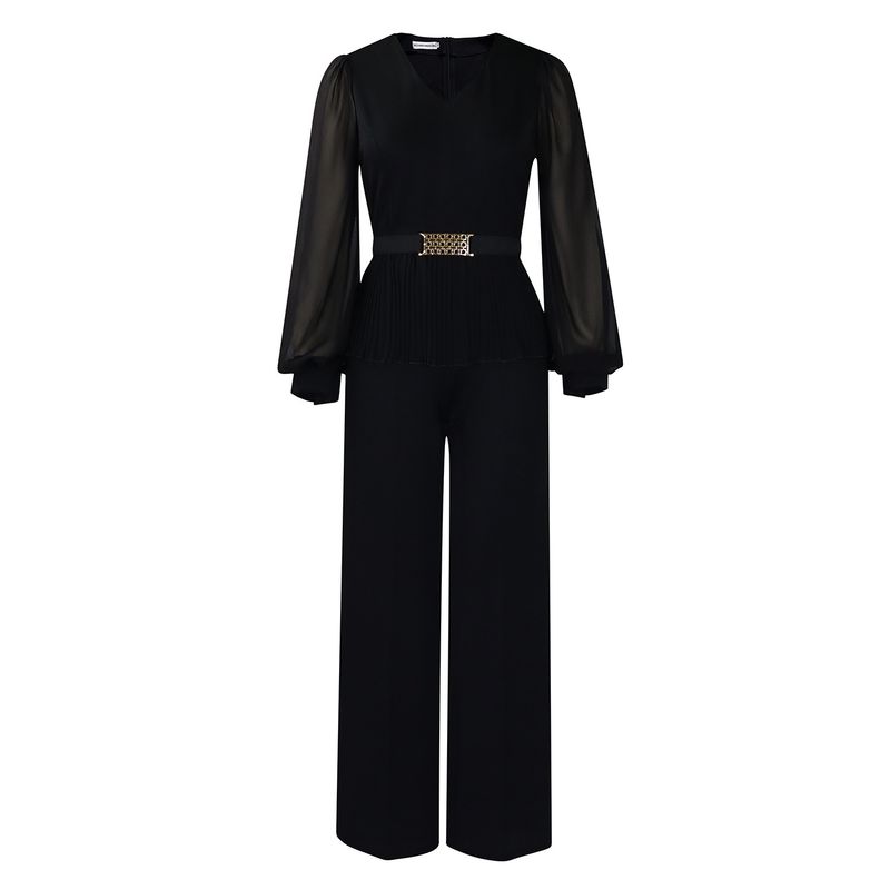 Ropa de mujer Nueva moda tradicional Tongle Top de manga larga Pantalones de pierna ancha Traje de dos piezas_voghion.com