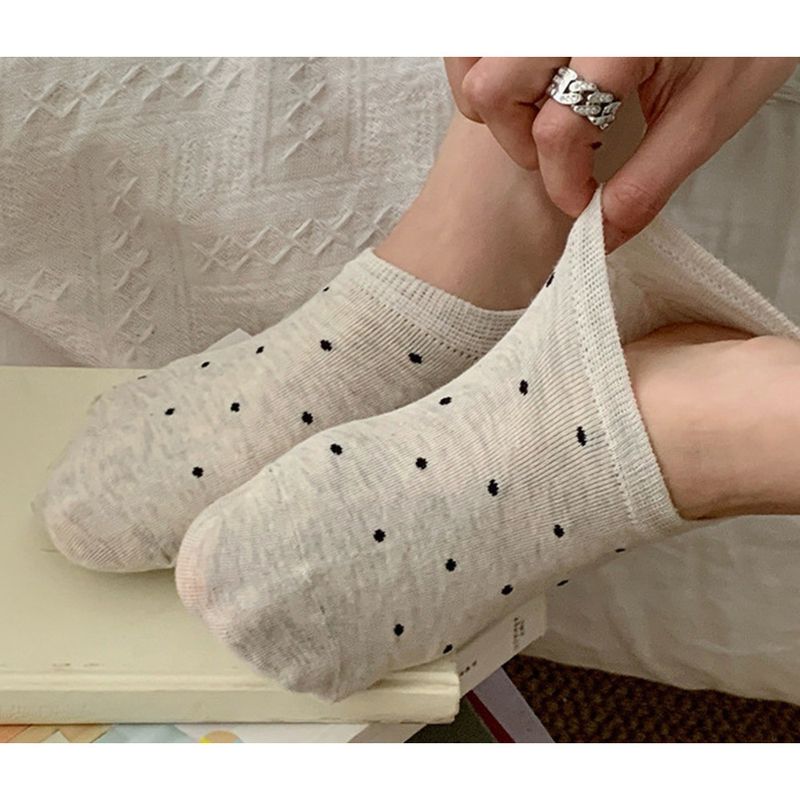 Calzini da donna invisibili antiscivolo con punta bassa, a pois, in tinta unita, primaverili ed estivi_voghion.com