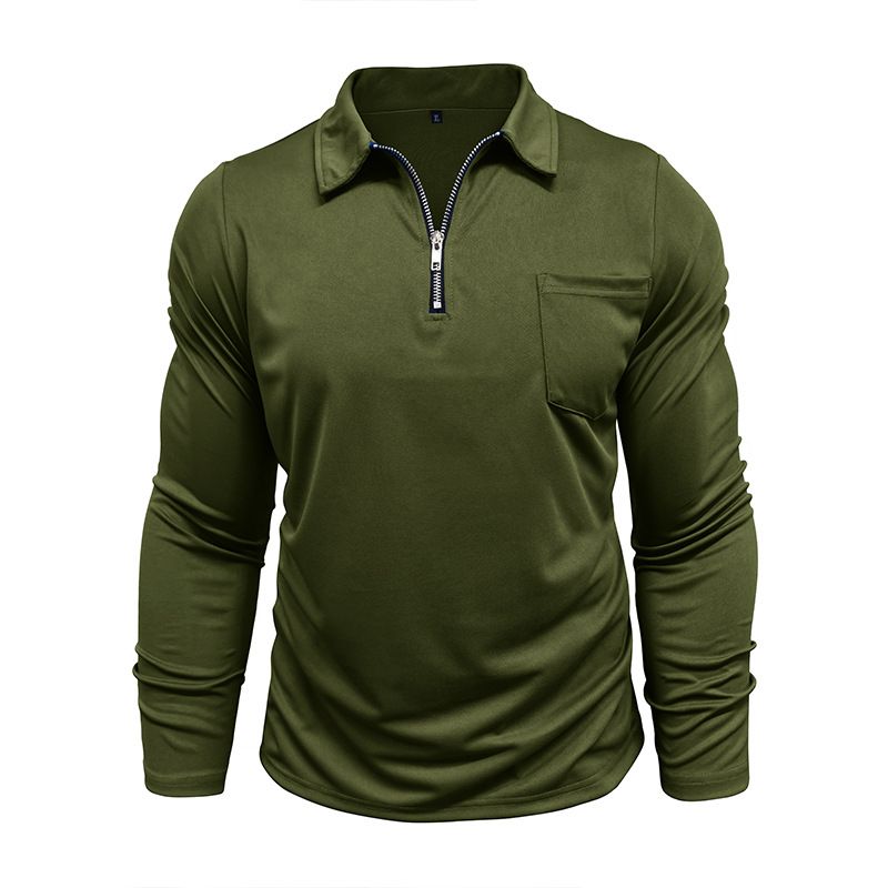 Lässiges Langarm-Poloshirt für Herren mit Reißverschlusskragen – Atmungsaktives und stylisches Slim-Fit-Oberteil für Business und Alltag_voghion.com