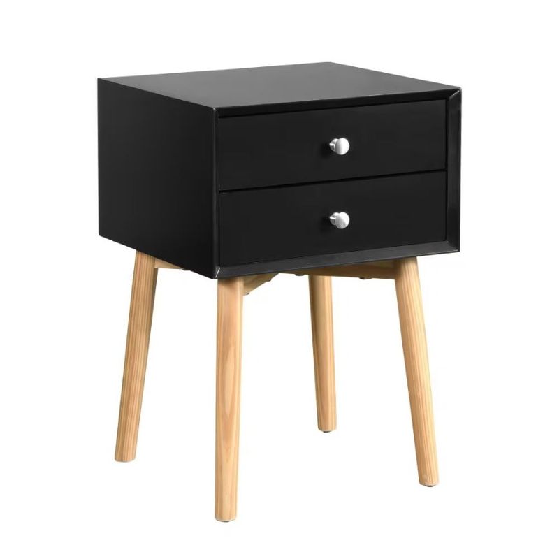 Comodino da camera da letto e comodino da soggiorno con 2 cassetti, gambe in legno, stile moderno, stile Mid-Century_voghion.com