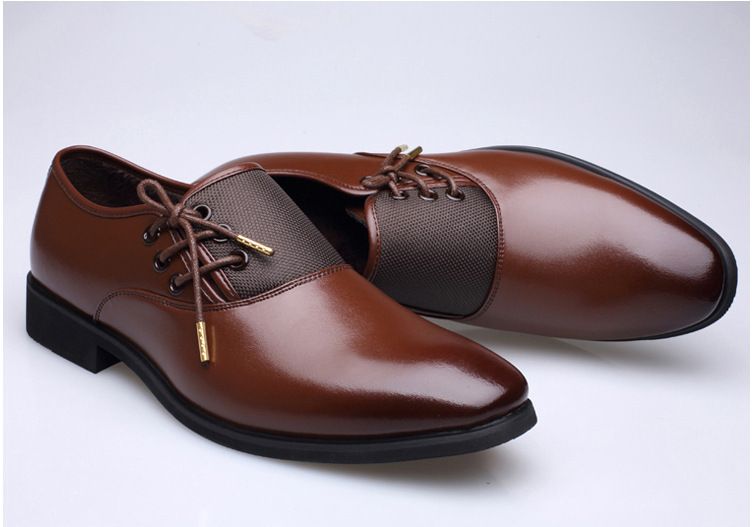 Muška svečana haljina, britanske vintage šiljaste muške trendi boje, prozračne ležerne svijetle kožne poslovne vudbene cipele, jednostruke kožne cipele_voghion.com
