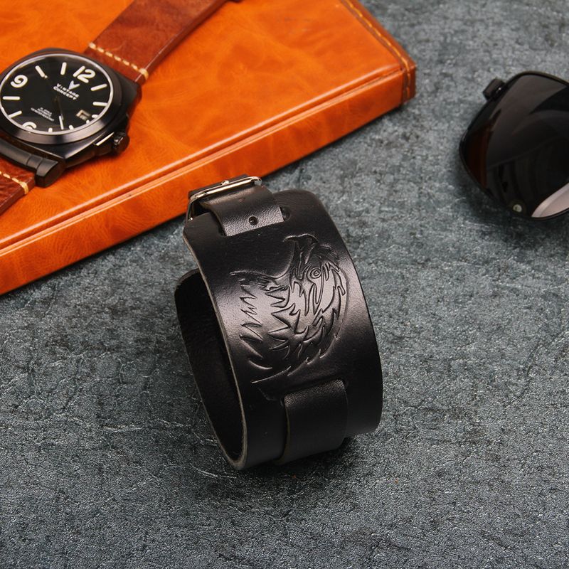 Bracelet Eagle Animal Shaped Retro Bracelet Men's Genuine Cowhide_voghion.com