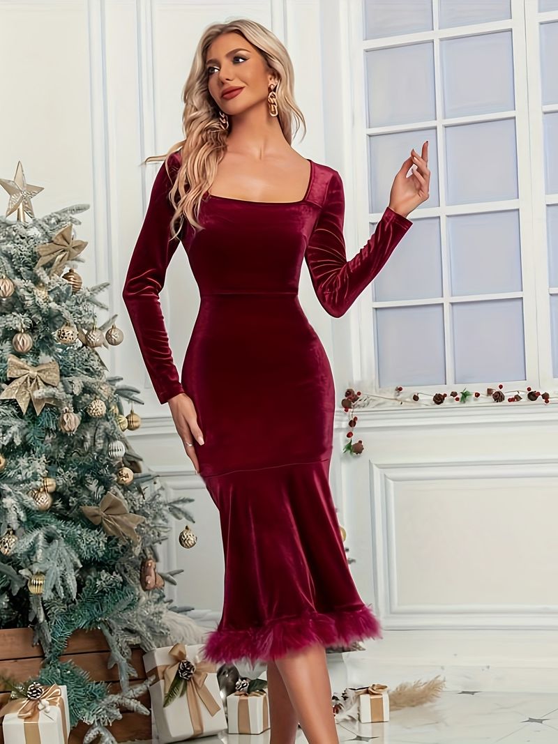 Damenbekleidung Langärmliges Kleid Mode Damenkleid Rock_voghion.com