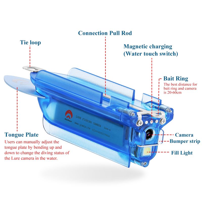 Lure 1080P draadloze onderwatervisvideocamera met loop-opname / APP-afstandsbediening (blauw)_voghion.com
