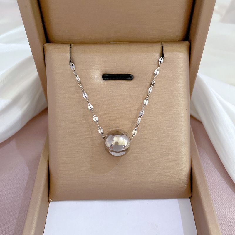 【 Full Body Titanium Steel 】 Lucky Bead Furnace Genuine Gold Cold Necklace For Women's Ins Mesh Red Collarbone Chain_voghion.com