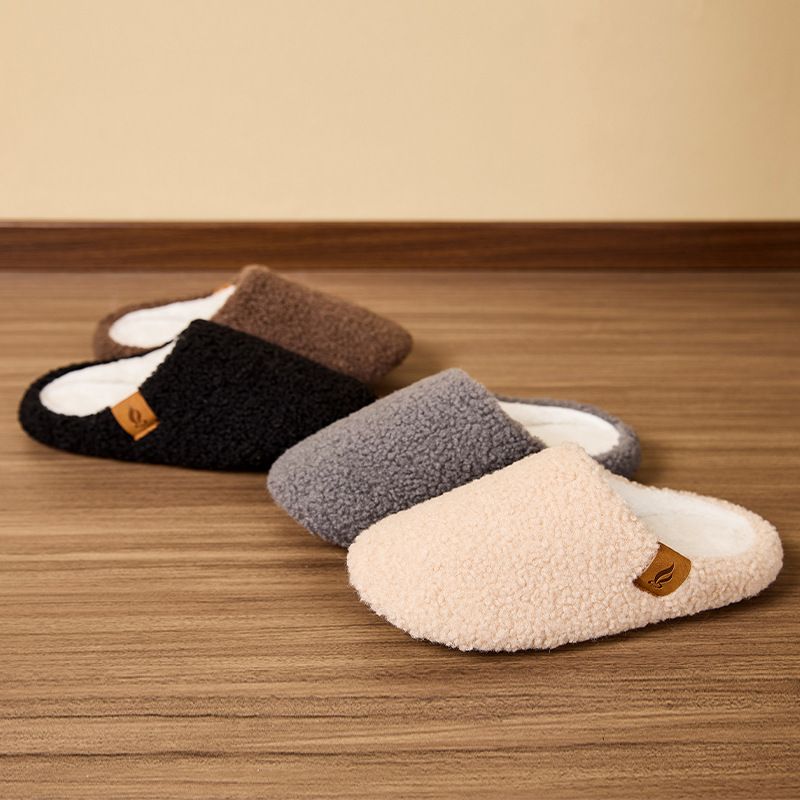 Indoor Soft-soled Fluffy Slippers Winter Home Use Piled Warm Couple Cotton Slippers Non-slip Cotton Shoes_voghion.com