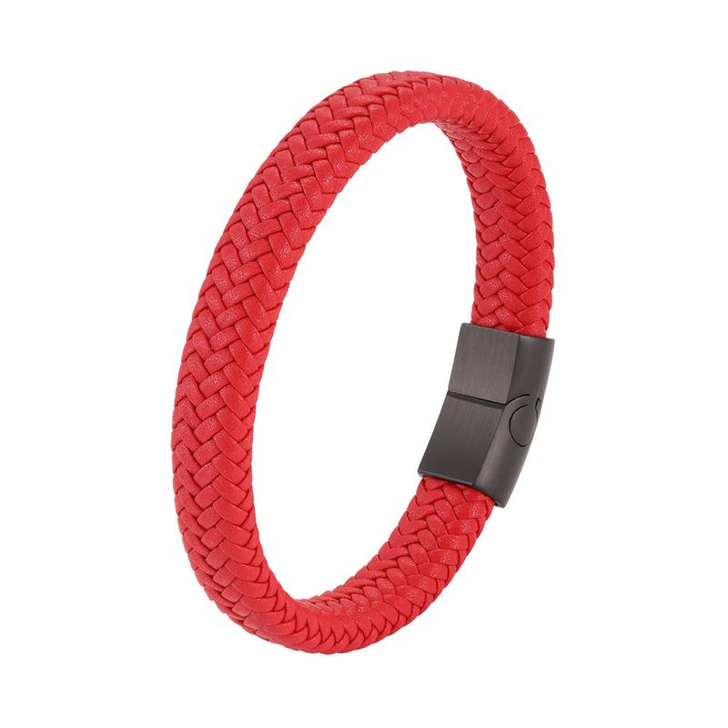Simple Sixteen-Strand Braided Leather Bracelet Men's Wristband Jewelry_voghion.com