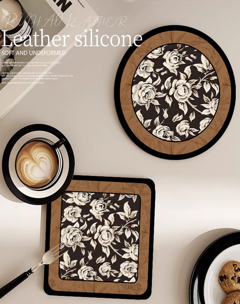 French Medieval Style Table Mat Small Absorbent Tea Coaster Light Luxury High End Insulation Retro Coffee Mat Multi Material_voghion.com