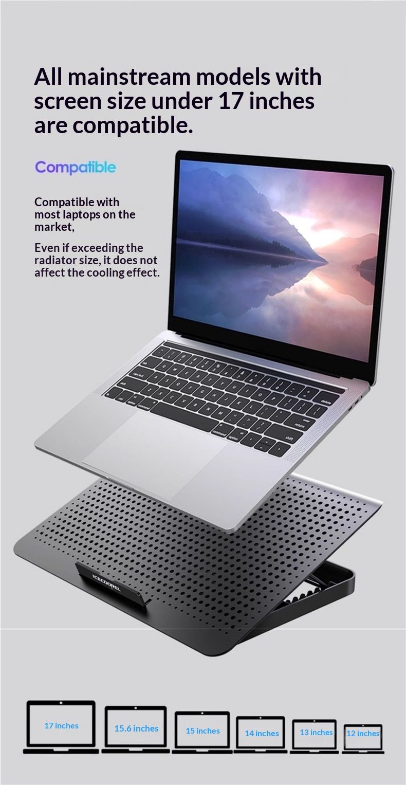 NeoGear Laptop Pad Base 14 pollici Supporto per ventola di raffreddamento per computer portatile Supporto in lega di alluminio Supporto per acqua_voghion.com