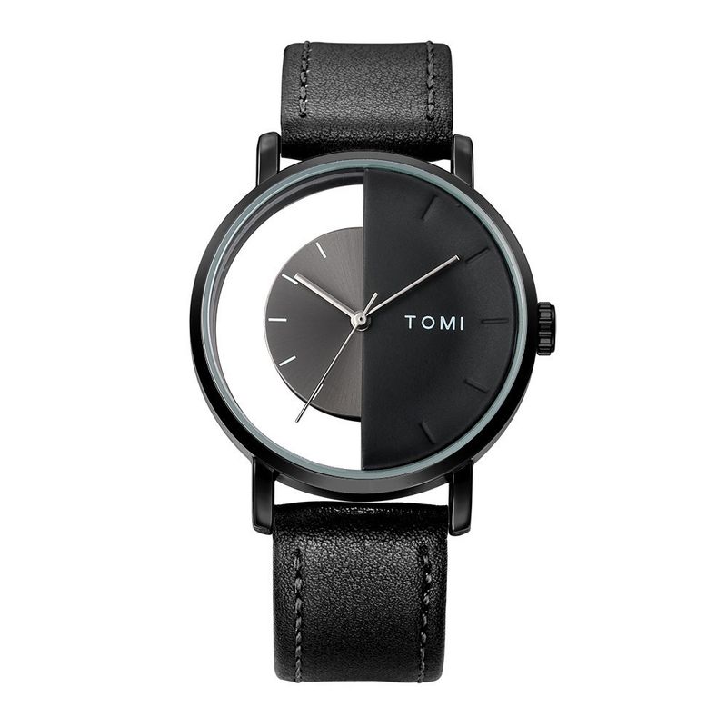 Orologio al quarzo unisex casual neutro con cinturino trasparente a metà lato e design cavo TOMI_voghion.com