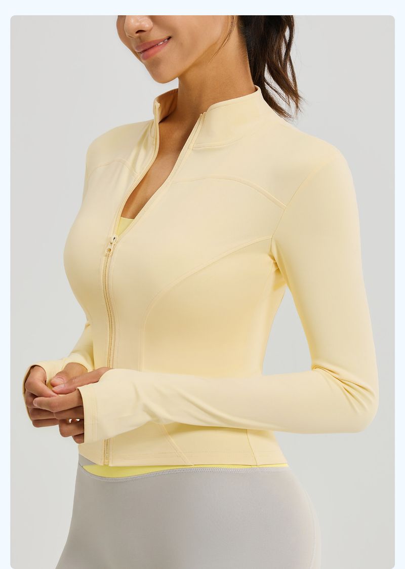Juyitang Figurformende, eng anliegende Langarm-Yogajacke für Damen, geeignet für Fitness, Laufen und Sport_voghion.com