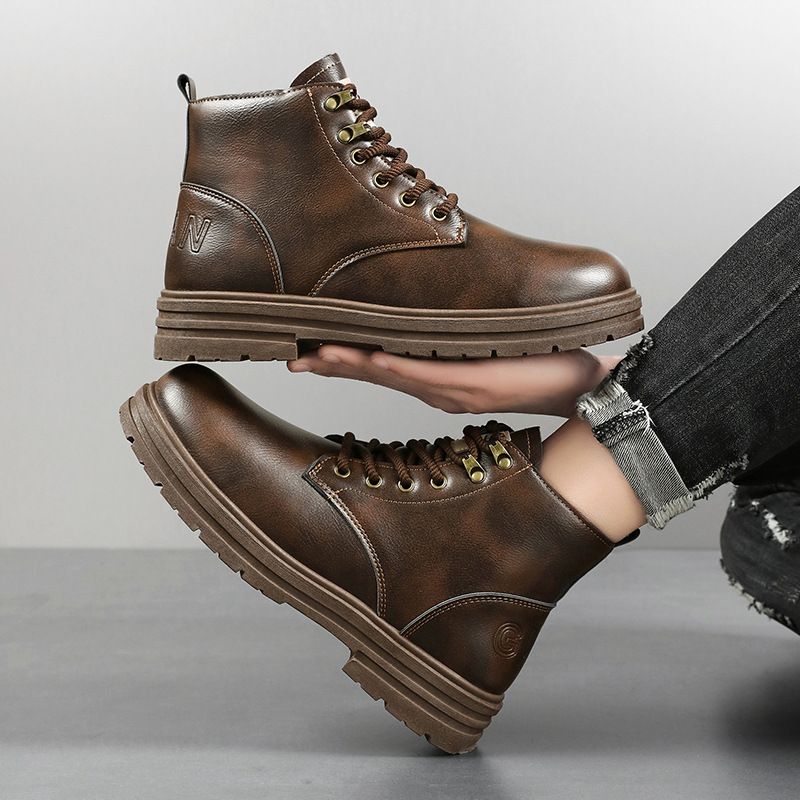 Nouvelles bottes courtes de travail britanniques polyvalentes rétro pour hommes, tendance décontractée d'automne et d'hiver, bottes Martin_voghion.com