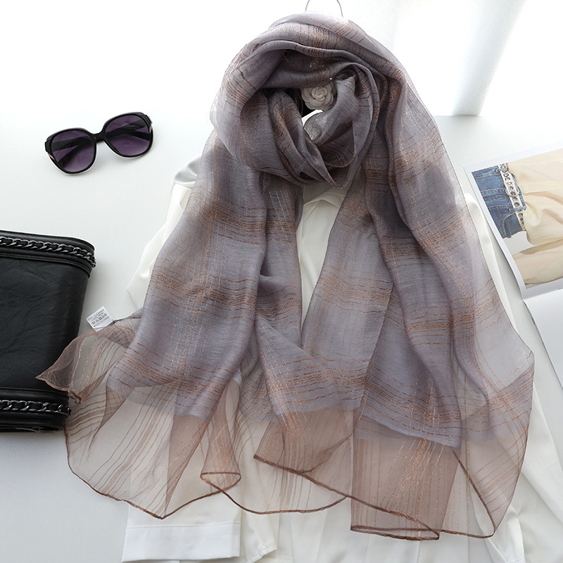 r autumn and winter new version of silk blended scarf female mulberry silk gold and silver silk long shawl dual-use silk scarf_voghion.com