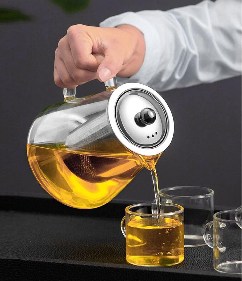 Mini glazen theepot - roestvrijstalen theefilter magnetron/fornuis_voghion.com