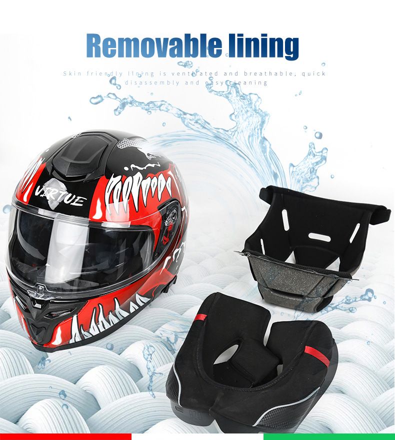 Casque de moto électrique hommes et femmes grande queue double miroir casque intégral DOT_voghion.com