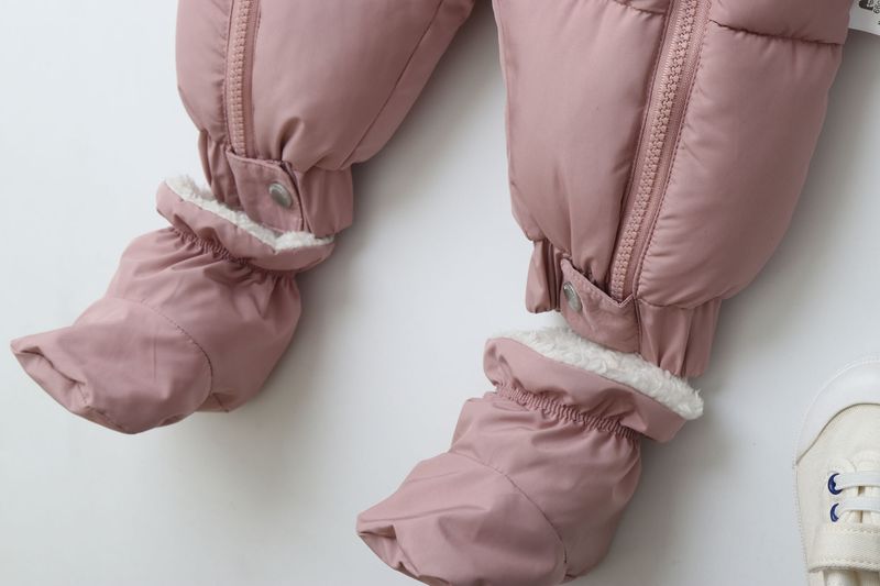 Pelele de invierno premium con capucha para bebé Mother & Kids: mono grueso acolchado de algodón para bebés y niños pequeños (66-90 cm), unisex, manga larga, con cremallera_voghion.com