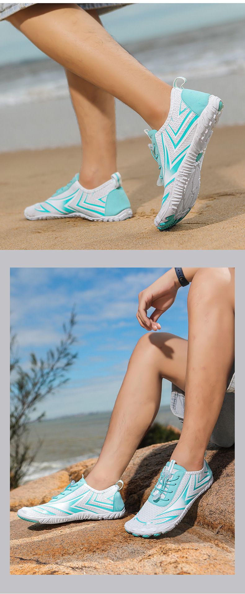 Scarpe da trekking leggere con tessuto traspirante ad asciugatura rapida e suola in gomma antiscivolo per trail running, sport acquatici e avventure all'aria aperta_voghion.com