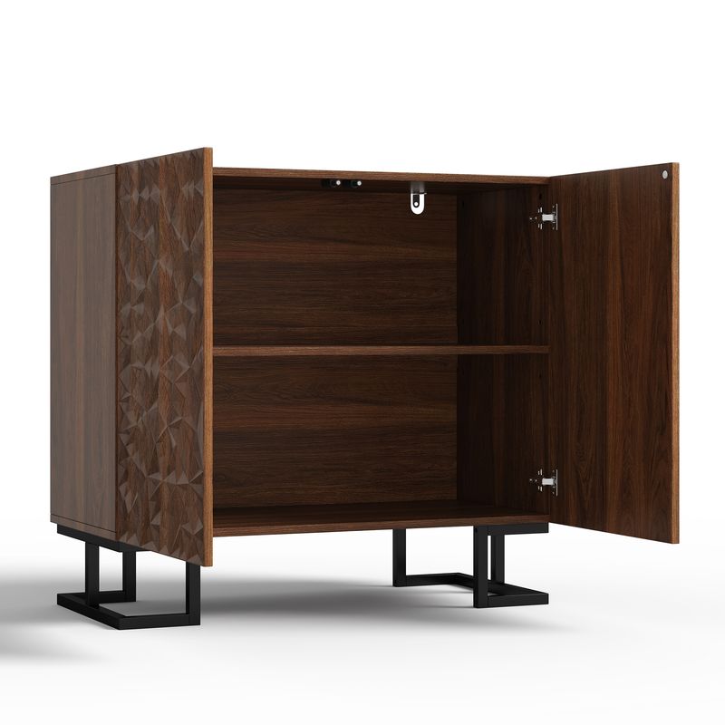 Credenza 80x78 cm Walnussoptik, cassettiera con apertura a pressione, metallo, design moderno_voghion.com