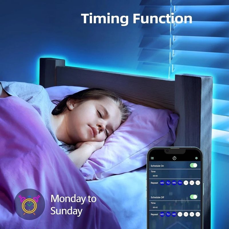 Bande lumineuse LED RVB, synchronisation musicale, changement de couleur, application intelligente et télécommande_voghion.com