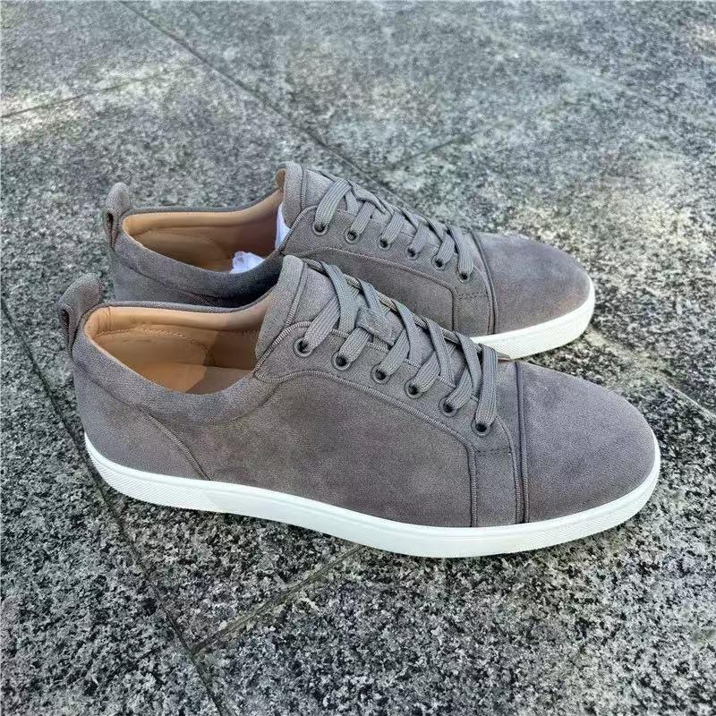 Top-level Version Standard Red Sole Low Top Leather Shoes Rivet Rhinestone Trendy Men's Non-Slip Wear-Resistant Lace-Up_voghion.com