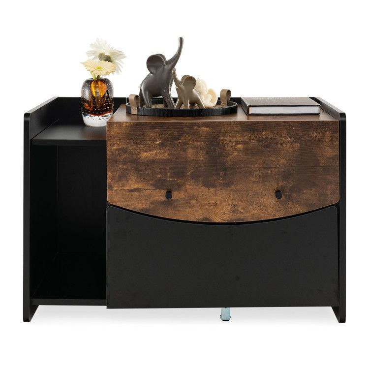 Cat Litter Box Enclosure With Pull-out Drawer_voghion.com