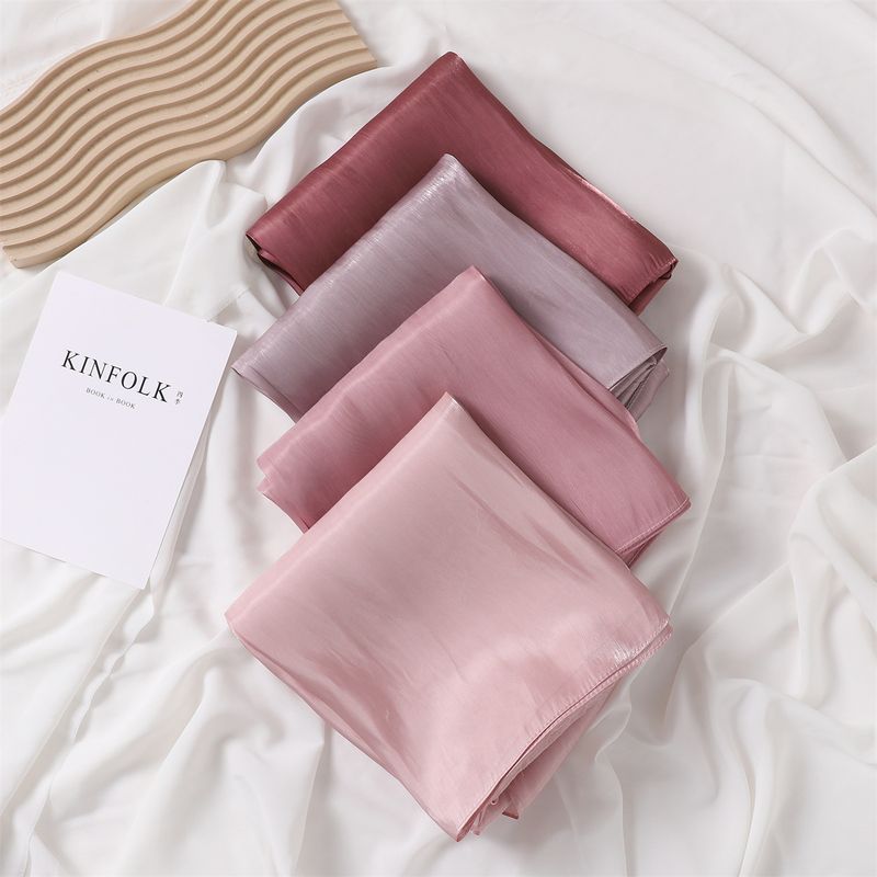 Unisex Solid color soft shimmering satin scarf women's scarf sunblock shawl Muslim_voghion.com