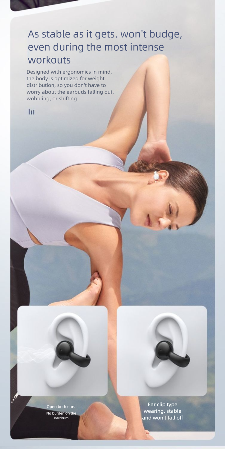 Ultra-long Call New Running Wireless Bluetooth Earbuds Clip-on Dynamic Sound Surround Effect Long Battery Life_voghion.com