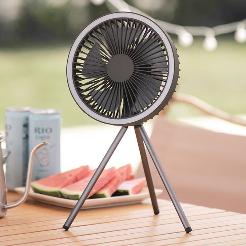Ventilador de escritorio con soporte de refrigeración por aire con trípode de aleación de aluminio desmontable para el hogar, para acampar al aire libre, ventilador de techo con temporizador, motor silencioso sin escobillas_voghion.com