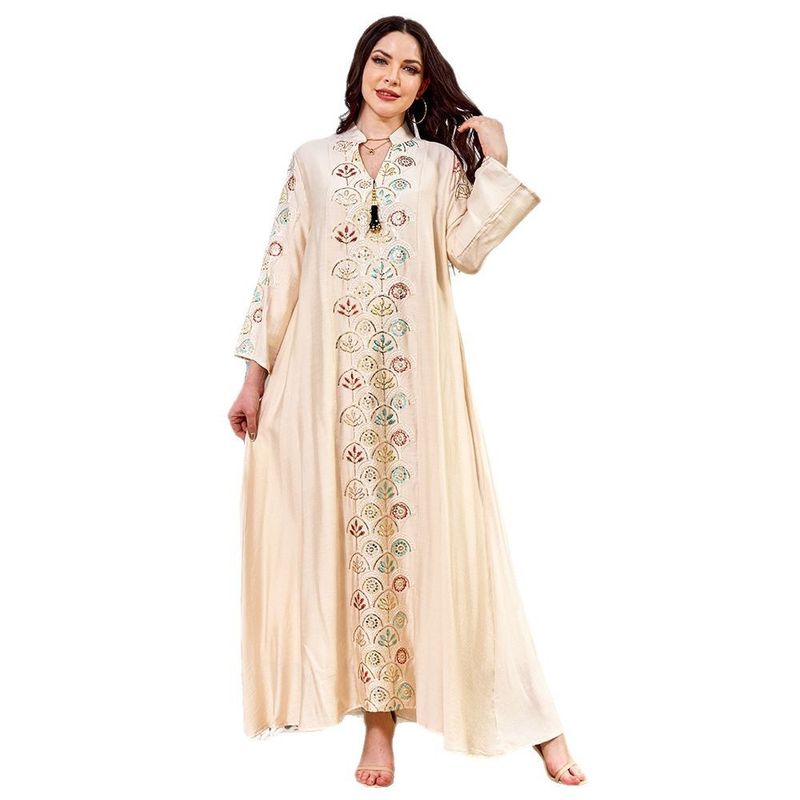 Robe longue musulmane pour femme avec perles_voghion.com