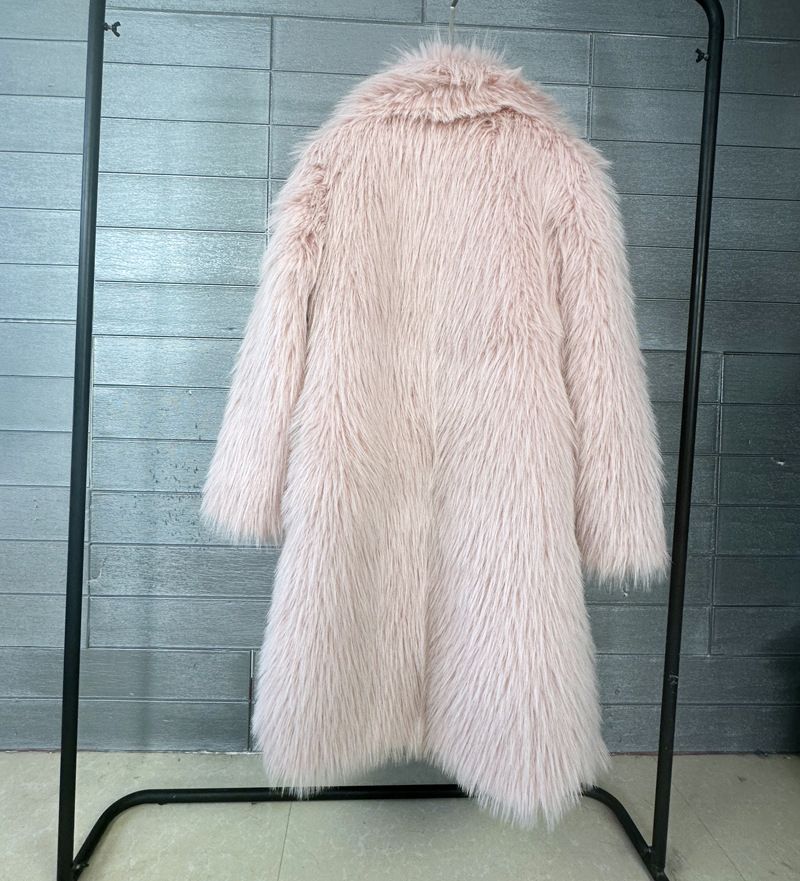Kunstpelzmantel für Damen, lang, Trenchcoat – Winter-Teddybärjacke mit Reverskragen (Oversized-Passform, Beige/Schwarz/Taupe/Pink/Grau)_voghion.com