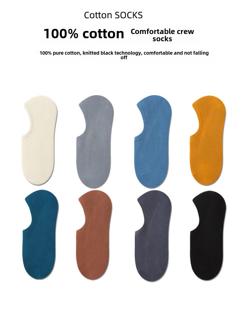 Calzini da barca da uomo in cotone, nuovi, sottili e traspiranti, invisibili, con tallone antiscivolo, colore solido, primavera ed estate_voghion.com