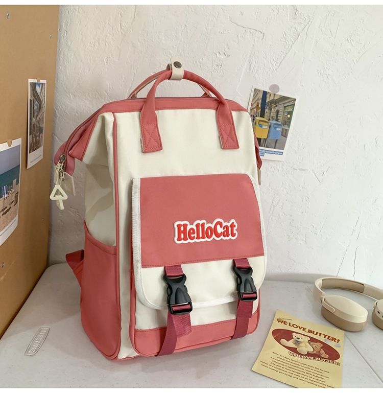Kinderrucksäcke College-Stil Kontrastfarbe Studentenrucksack Weiblich New Forest Style Kleiner frischer Rucksack Beliebter Nylonrucksack_voghion.com