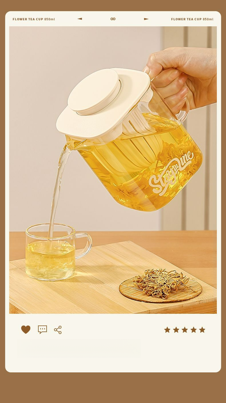 Vaso de vidrio Xilekou para uso doméstico y de oficina, con separación de agua, alto contenido de borosilicato, gran capacidad, apto para preparar té de hierbas._voghion.com