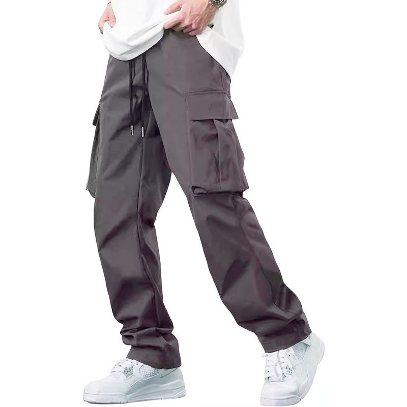 Summer New Men's Cargo Pants Drawstring Multi Pocket Casual Pants_voghion.com
