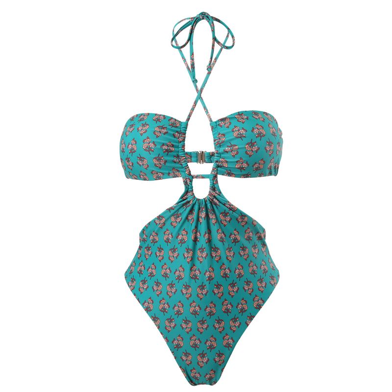 Maillot de bain sexy double face pour femme, ensemble bikini plissé à col licou, jupe longue en mousseline de soie_voghion.com