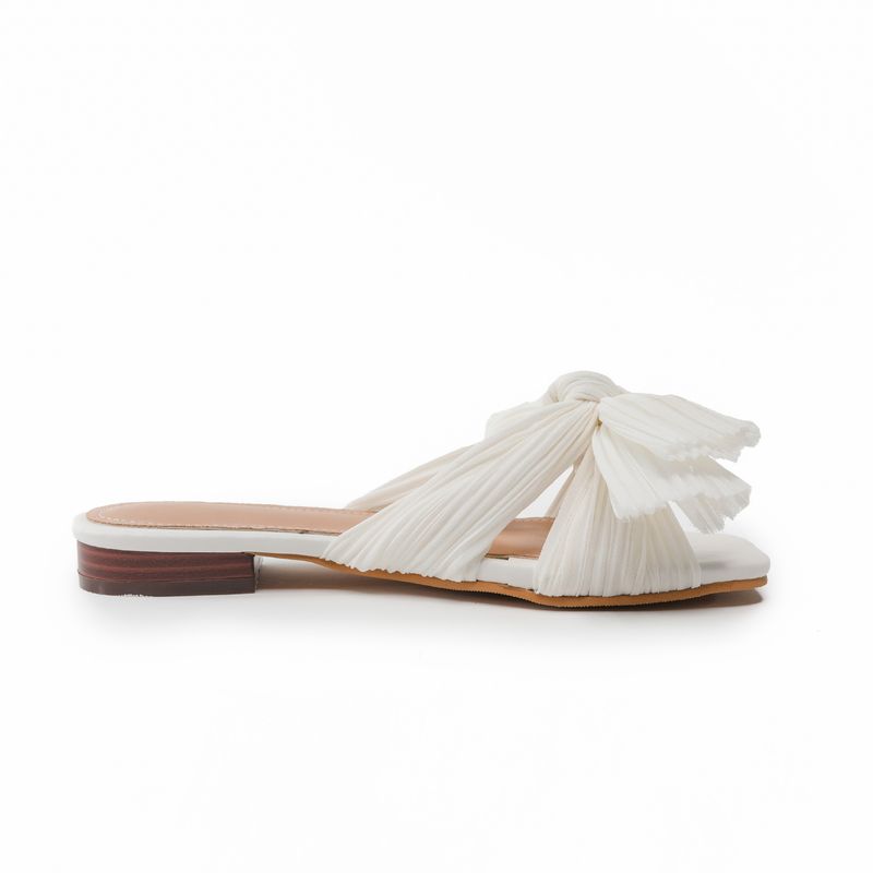 Women's Summer Outer Wear Flat Bottom Butterfly Knot Mesh Material Slip-on Sandals_voghion.com