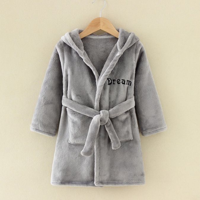 Spring Homewear Boys And Girls Baby Bathrobes Cartoon Flannel Hooded Children's Nightgown_voghion.com