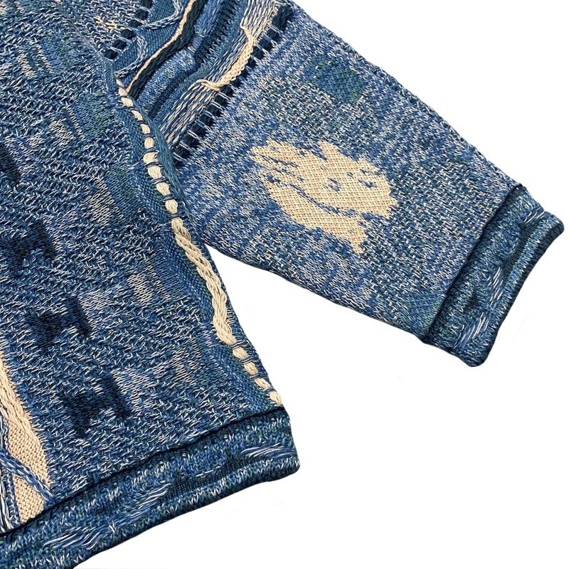Maglione girocollo lavorato a maglia in stile etnico a contrasto vintage, con ritratto, in jacquard, taglia grande_voghion.com