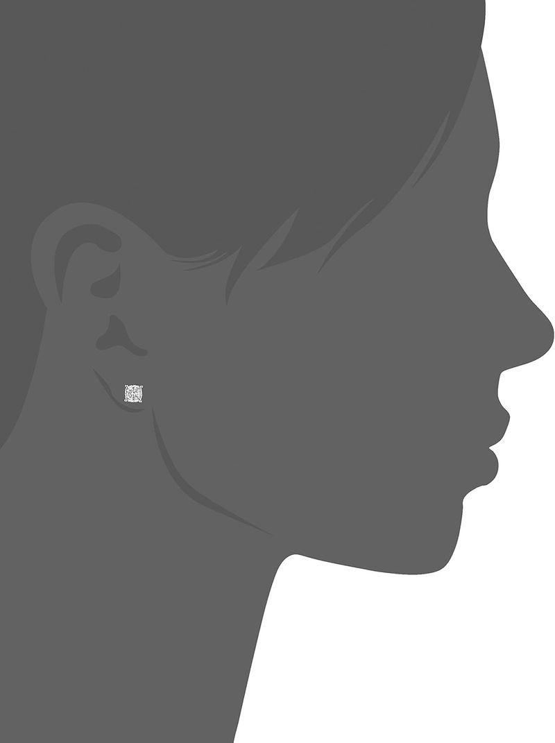 Essentials Platinum Plated Sterling Silver Cushion Cut Cubic Zirconia Stud Earrings_voghion.com