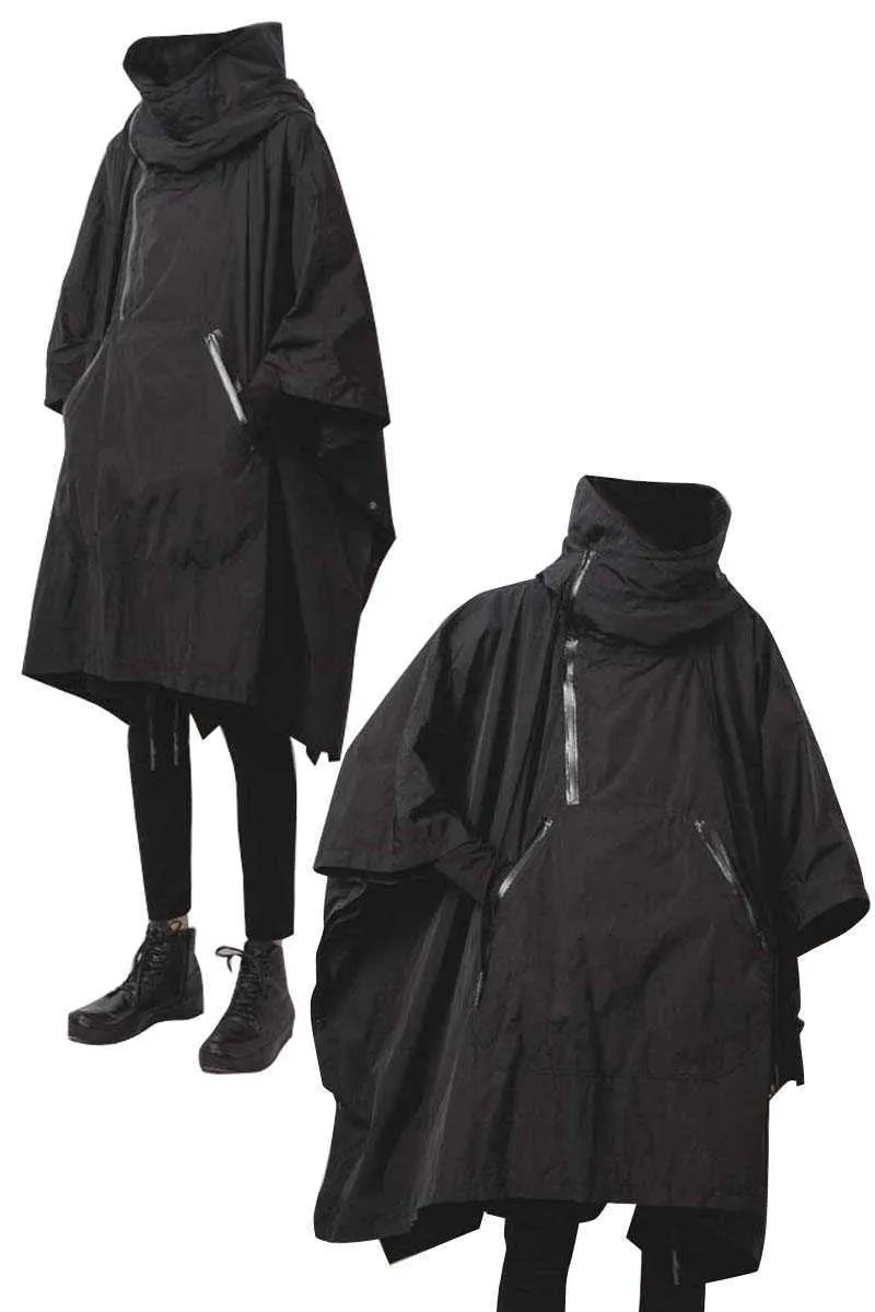 Men's Trench Coats Mauroicardi Spring Autumn Long Black Oversized Waterproof Windproof Coat Men Zipper Bat Sleeved_voghion.com
