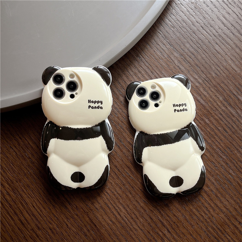 Mobile phone case three-dimensional panda suitable for iPhone15 Apple 14promax mobile phone case cartoon 13 water stickers 12 all-inclusive soft_voghion.com