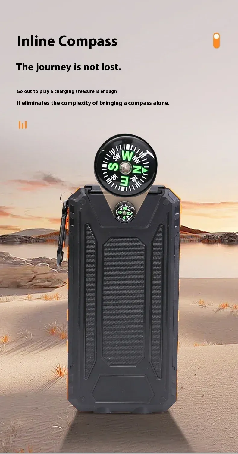 20000 MAh Solar-Po Large Capacity, Portable Charger, Compatible With IOS Android USB-A And USB-C Fast Charging_voghion.com