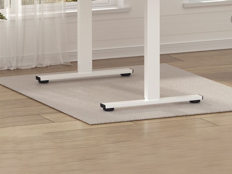 Electric Standing Desk Whole Piece Adjustable Height Desk Home Office Computer Workstation Sit Stand Up Desk (White Frame + Maple Top)_voghion.com
