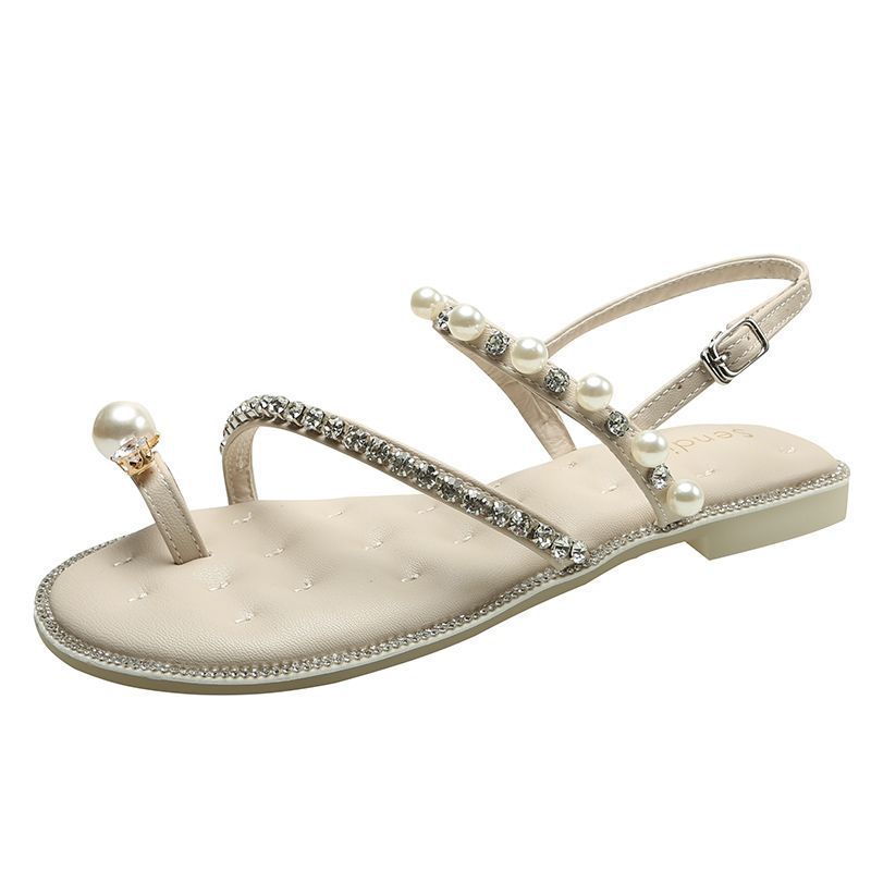 Pantoufles de plage à une bride, style féerique coréen élégant, été 2025, confortables et exquises_voghion.com