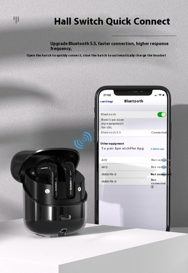 DX16 Couple Wireless Bluetooth Earphones With 2 Pairs Of Earphones Backpack Appearance, Battery Display, HIFI Sound Quality TWS_voghion.com