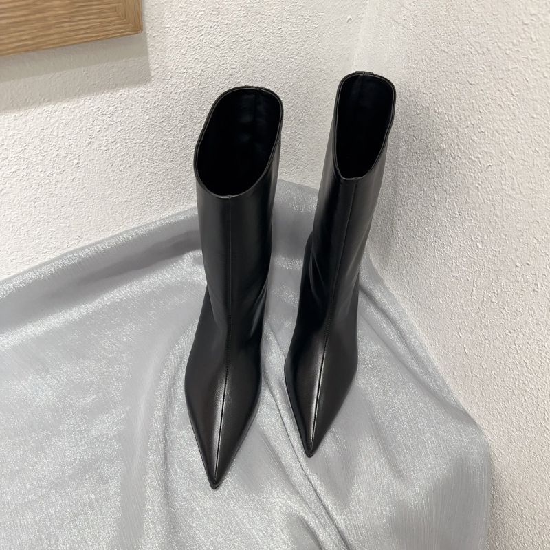 Nuovi stivali da donna a metà polpaccio con punta a punta francese in stile coreano, stile autunno inverno, bassi e sottili, con tacco largo_voghion.com